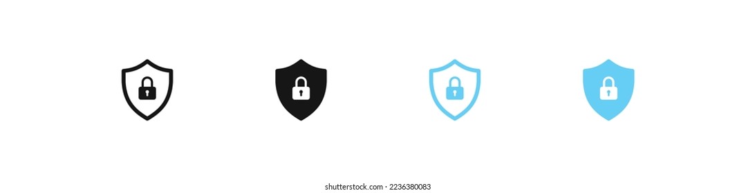 Shield lock icon. Safety sign. Safe padlock symbol. Privacy guard icons. Vector isolated sign.