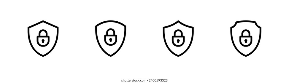 Shield with lock icon set, Protection, security symbol vector