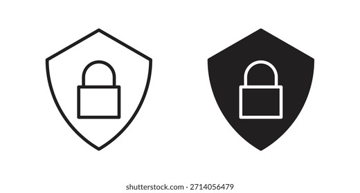 Shield lock icon silhouette vector designs. Editable Strokes