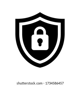 shield with lock icon symbol vector on white background