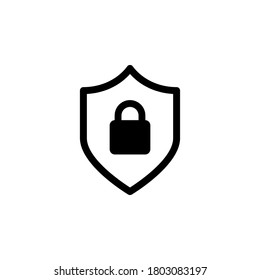 Shield with lock icon symbol vector isolated on white background
