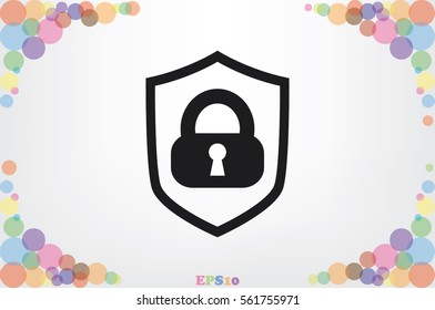 Shield lock icon vector illustration.