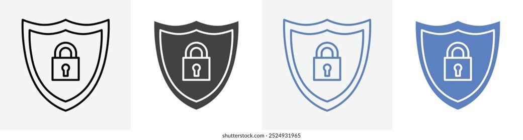 shield lock icon vector set use for web