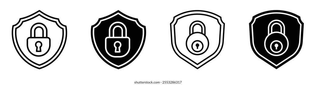 Shield lock icon vector set. EPS10
