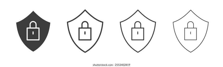 Shield lock icons collection. vector set in black color