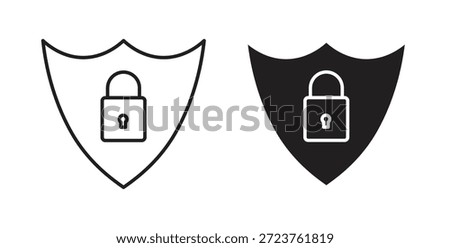 Shield lock icons in filled, thin line, outline and strokes