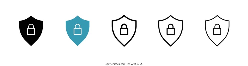 Shield lock icons pack in black and blue.