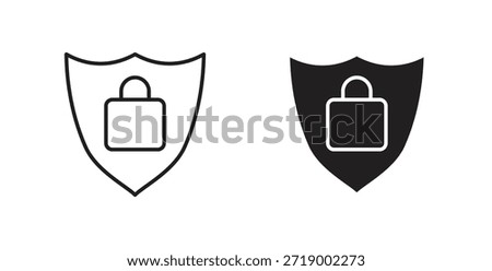 Shield lock icons, vector symbols. filled flat sign