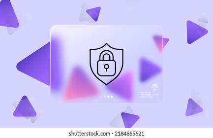 Shield with lock line icon. Privacy protection, private information, antivirus, device, user, personal data. Technology concept. Glassmorphism style. Vector line icon for Business and Advertising.