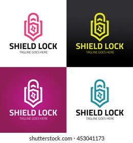 Shield lock logo design template ,Protection logo design concept ,Vector illustration