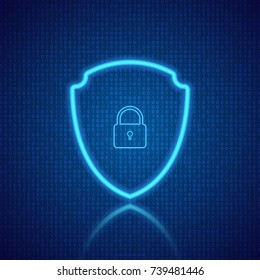 Shield And Lock For The Protection Of Digital Data. Vector Illustration .