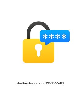 Shield and lock protection with secure password for online payments. Login password interface. Concept of cyber security, data protection and privacy. Vector illustration