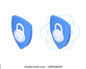 Shield with lock. Safety icon. Protect and security concept