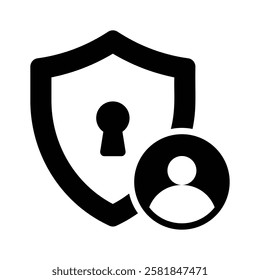 Shield with lock symbol to represent security or privacy