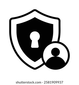 Shield with lock symbol to represent security or privacy