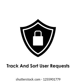 shield, lock, track and sort user requests icon. One of business collection icons for websites, web design, mobile app