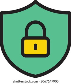 shield lock vector color line icon