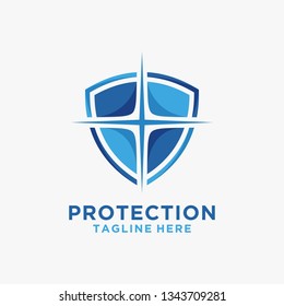 Shield logo with abstract design