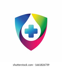Shield logo accompanied drops of blood
