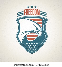 Shield logo with an American eagle symbol. Vector illustration 