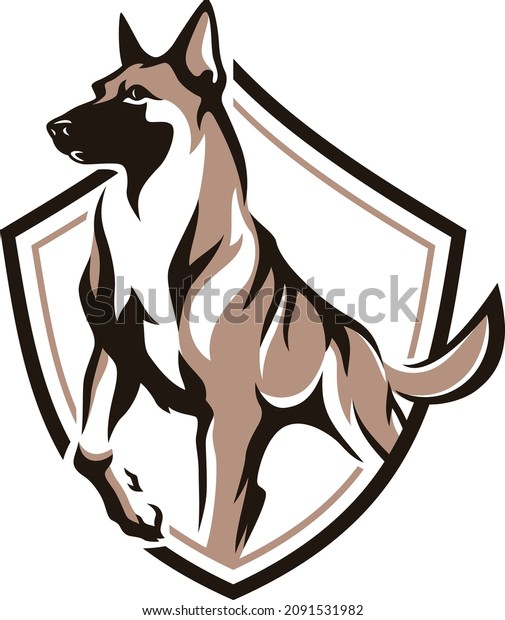 Shield Logo\
with Belgian Malinois (Shepherd)\
Dog
