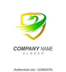 shield logo and bird in it with a simple look, the logo is ready for use