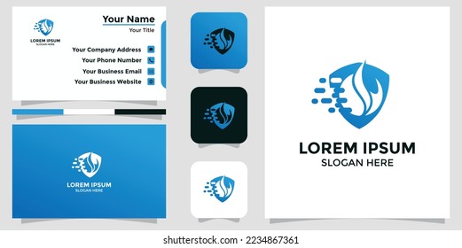 logotipo de escudo y tarjeta de marca
