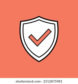 Logotipo del escudo con el icono del cheque, tema del neo brutalismo