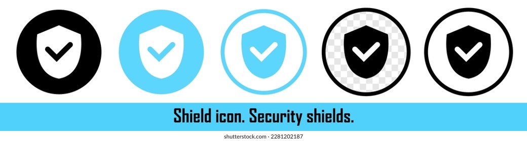 Shield logo. Shield with a checkmark. Protection concept. Security and privacy sign. System message. Antivirus. Vector