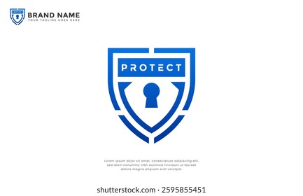 Shield logo with clean lines and a keyhole detail perfect for any modern brand identity