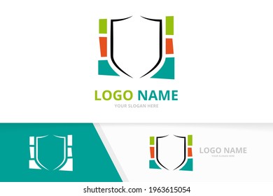 Shield logo combination. Unique guard logotype design template.