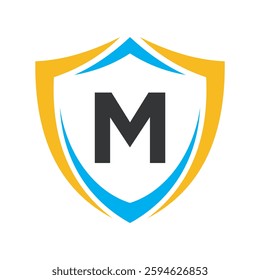 Shield Logo Combine With Letter M Vector Template
