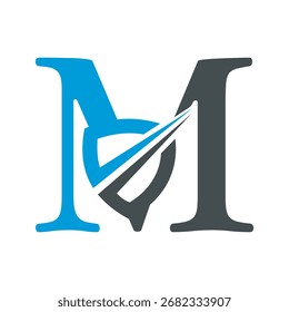 Shield Logo combine with letter M vector template