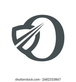 Logotipo de escudo combinado con la letra O Plantilla de Vector