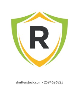 Shield Logo Combine With Letter R Vector Template