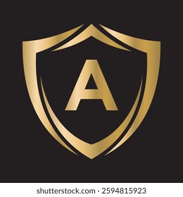 Shield Logo Combine With Letter A Vector Template