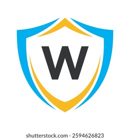 Shield Logo Combine With Letter W Vector Template