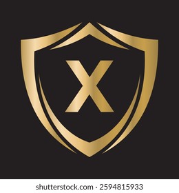 Shield Logo Combine With Letter X Vector Template