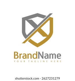 Shield Logo Combine With Letter X Vector