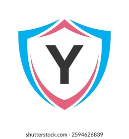 Shield Logo Combine With Letter Y Vector Template