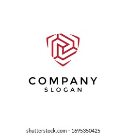 shield logo with complicated lines that represent a technology circuit. editable and easy to custom
