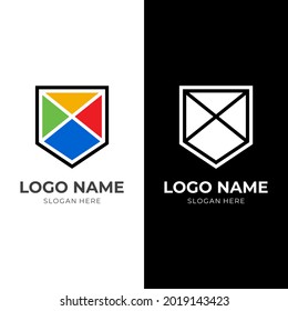 concepto de logotipo de escudo con un estilo de color plano