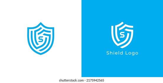 Símbolo del símbolo del signo del logotipo Escudo Diseño con letra S. Plantilla de logotipo de ilustración de vector