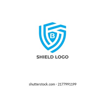 Shield Logo Concept sign icon symbol Design with Letter B. Shield Emblem Logo Design. Vector illustration logo template