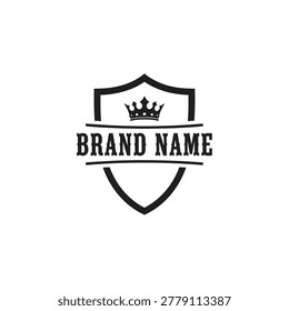 Shield logo with crown and text