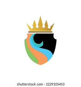 shield logo design abstract and crown