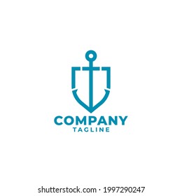 Shield Logo Design With Anchor Shape Combination