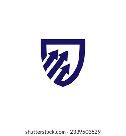 Shield logo design with Arrow combination in flat style