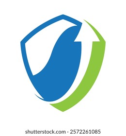Shield logo design with Arrow combination in flat style