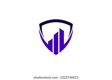 Shield logo design with chart icon